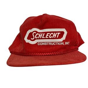 Mohr's Schlect Construction Inc. Vintage Red Corduroy Snapback Hat One Size